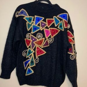 💎Vintage Mock Neck Pullover long sleeve thick knit 90’s Sweater